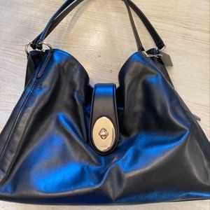 Coach Carlyle black leather shldr bag (F37637)
